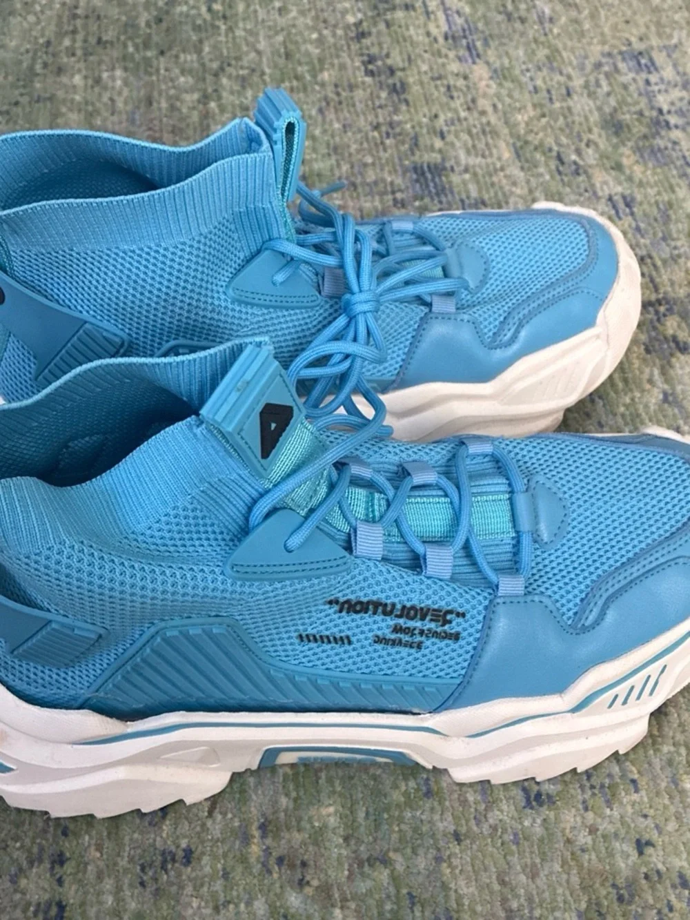 Sky Blue Women's Chunky Knit Athletic Sneakers